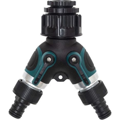 Répartiteur de tuyau, connecteur de robinet de jardin à 2 voies, connecteur de robinet extérieur à double valve en Y en laiton, connecteur adaptateur de robinet avec 2 connecteurs