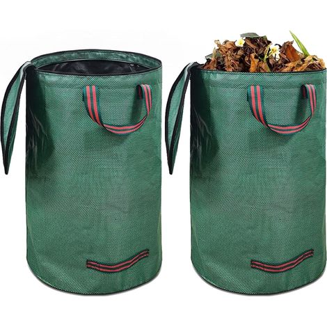Sacs à déchets de jardin stables et autonomes, grand sac de jardin pour coupe verte, sac à feuilles indéchirables avec couvercle et poignées, coupe de pelouse et déchets de jardin, feuilles (1/5)