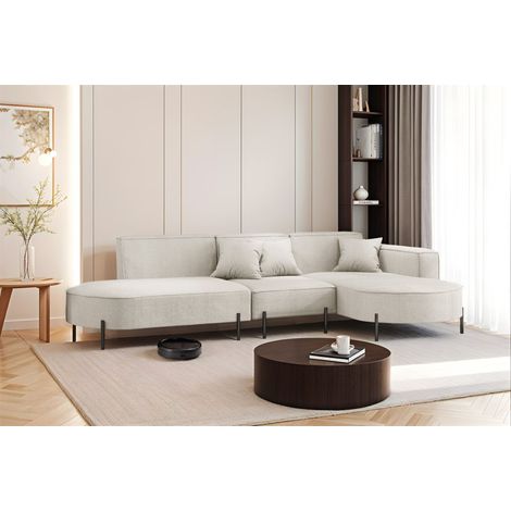 Ecksofa Designersofa VALENCIA in Stoff Scala Sand Ottomane Rechts (1/2)