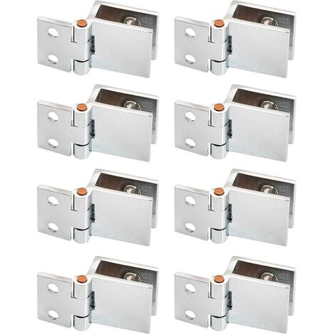 Charnière en Verre en Alliage,8 Pcs Clip de Porte en Verre Charnière pour Porte en Verre 0 Degrés, Sans Perçage de Verre à Charnière pour Porte en Verre de Meuble de Cuisine Vitrine(Verre de 5-8mm) (1/5)