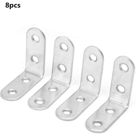 Équerre de fixation en acier inoxydable épais, 8 pièces, support d'angle droit à 90°, connecteur pour stratifié, visserie robuste pour meubles et étagères (1/5)