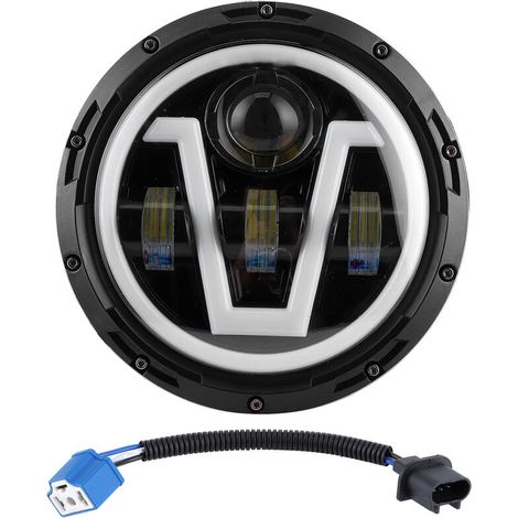 Jeffergarden Phare LED rond de 7 pouces, lumière blanche et jaune, étanche IP67, compatible avec Jeep Wrangler JK 07-18-DOU