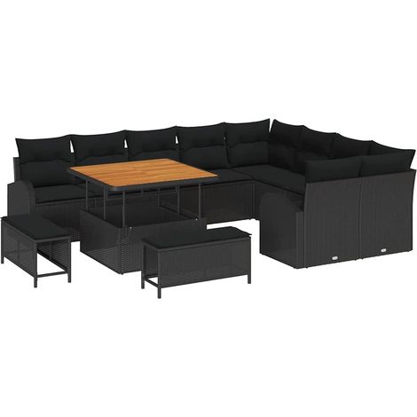 Maison Exclusive - Set Divano da Giardino con cuscino 12 pcs Nero