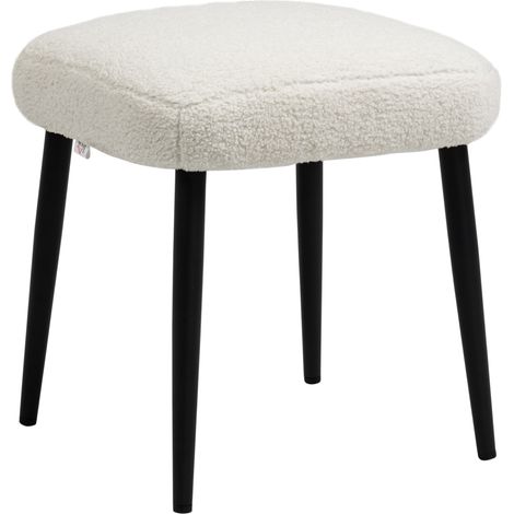 Puf reposapiés cuadrado efecto cachemir con patas de acero crema 42x42x47 cm (1/5)