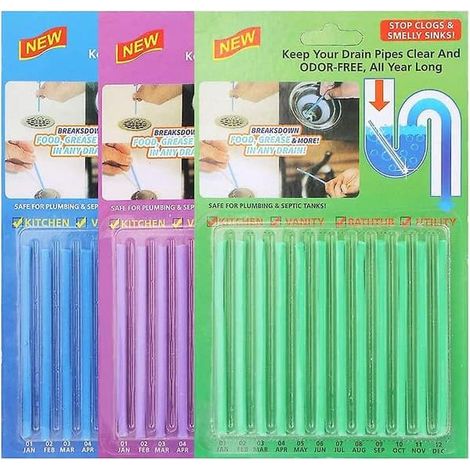 36 bâtonnets de nettoyage de canalisations Sani Sticks, bâtonnets de nettoyage enzymatiques pour le nettoyage des canalisations et des tuyaux. (1/5)