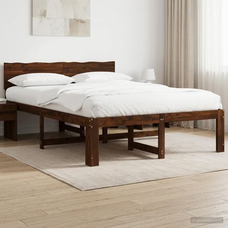 Cama doble con cabecero ROSTOCK Marrón Oscuro 150 x 200 cm (1/5)