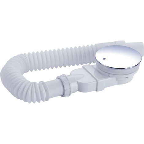 Bonde de douche 90 mm, extra plat, trou de vidange pour bac de douche, siphon avec système anti-odeurs, tamis à cheveux, tuyau flexible, couvercle chromé，blanc, une pièce,dolaso (1/5)