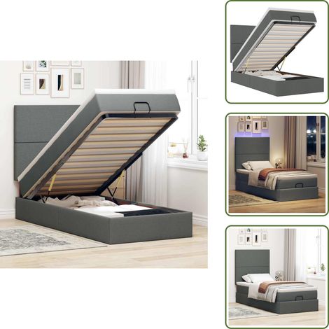 vidaXL Cadre de lit ottoman avec matelas gris foncé 90x190 cm tissu (1/5)