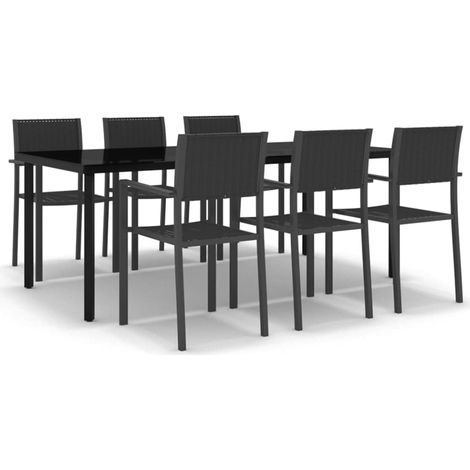 Maison Exclusive - Set Mobili da Pranzo da Giardino 7 pz Nero
