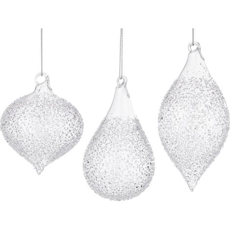 Pendaglio in vetro " Saturno" trasparente brinato per decorazioni natalizie 6 sfere (1/2)