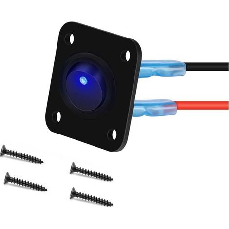 12V-24V interrupteur a bascule, LED Interrupteur à Bascule Rond,1Gangs, 12V 20A / 24V 10A SPST rond Panneau de commutation 12V pour Voiture, Camion, Voitures de Course, Marine(bleu） (1/5)
