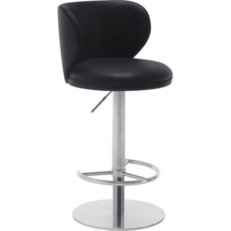 Tabourets de bar en acier inoxydable titane noir, chaises de bar modernes en cuir avec dossier, pivotantes et réglables en hauteur pour comptoir de cuisine et salle à manger. (1/5)