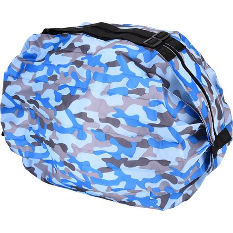 Sac de rangement grande capacité, sac de voyage à bandoulière unique, imperméable, sac de courses pliable et portable, camouflage bleu (1/5)