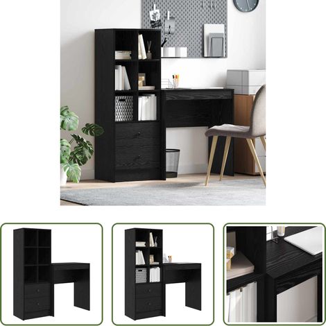 Bureau moderne -  Bureau avec tiroir 2 pcs Chêne noir (1/5)