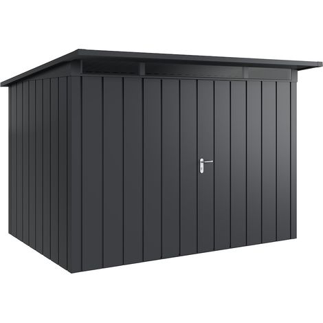 Hörmann Metall-Gerätehaus "Juno" mit Pultdach, JPD12 - Modern, 310 x 214 cm (B x T), anthrazit, 2-flüglige Tür
