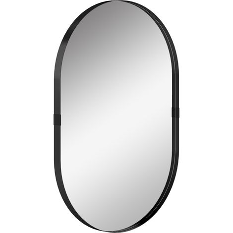 Miroir mural décoratif 60x90 cm, verre trempé et cadre aluminium noir, idéal pour chambre, salon, couloir. (1/5)