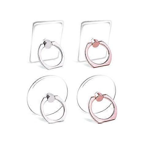 Transparenter Ring-Handyhalter, 360-Grad-Drehung (2 x Silber & 2 x Roségold)