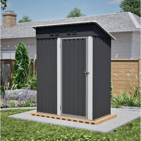 Abri de jardin en métal 152,2 x 83,6 x 182 cm, porte verrouillable, sans fenêtre, noir DESVIAE (1/5)