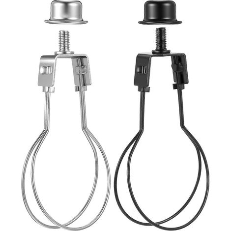 Lampenschirmadapter mit Klemmhalterung für Glühbirnen, kein Lampenbügel erforderlich, Metall, 2 Stück, Schwarz und Gold