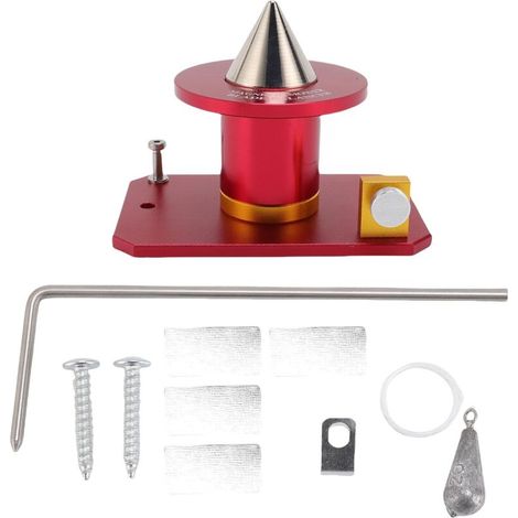 Magnetic wall-mounted blade balancer in aluminium alloy 339075B, heavy-duty precision balancers for mowers, red. (1/5)