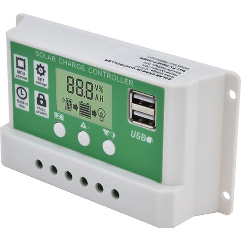 Intelligenter Laderegler mit zwei USB-Anschlüssen für Solarpanels und PWM-Steuerung, 12/24 V, GLL121030A (1/5)