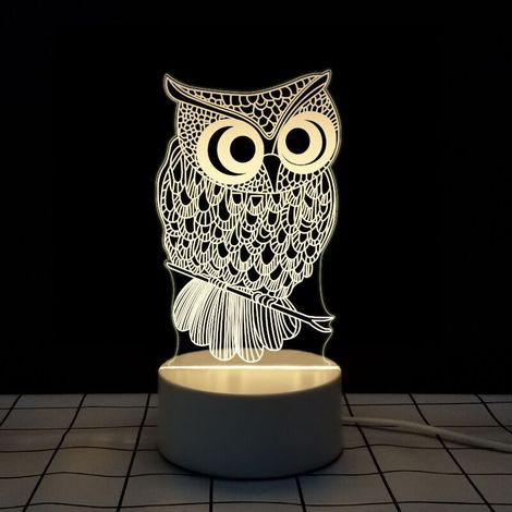 3D (Eule) LED-Nachtlicht mit warmem Licht, USB-Anschluss, Schreibtischlampe, LED-Dekoration, Kinderzimmer, kreatives Lichtgeschenk (1/5)