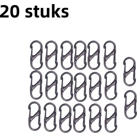 20 pack boucle en forme de S à double tête boucle pour chien en alliage de zinc boucle en forme de huit boucle pour sac à dos extérieur escalade montagne boucle multifonction 5,1 cm couleur noire (1/5)