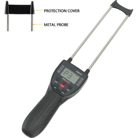 Humidimètre numérique LCD à double sonde, rétroéclairé et avec instructions vocales pour les haricots, le riz, le blé et le maïs. (1/5)