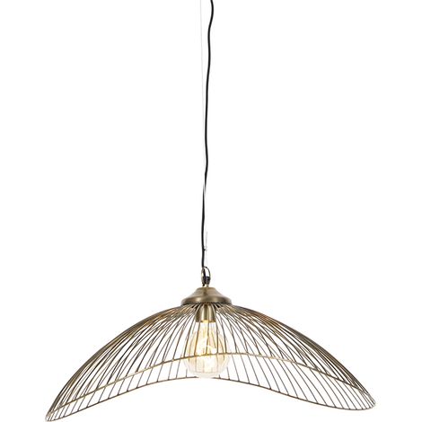 QAZQA Diseño Lámpara colgante de diseño en latón 64 cm - Pia Acero Alargada /Redonda Adecuado para LED Max. 1 x 40 Watt
