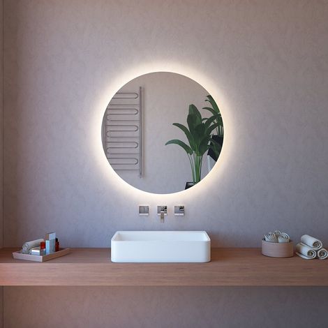 Badezimmerspiegel rund 85 cm mit Hintergrundbeleuchtung und Bluetooth ETR116-L