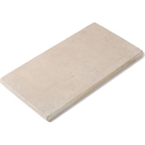 Margelle de piscine en pierre naturelle beige – 61x33x3 cm – Bord droit – Finition vieillie pour aménagement extérieur
