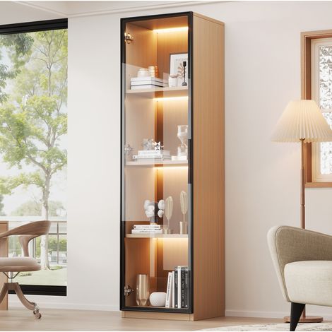 Meuble rangement vitrine etroite LED 40x40x165 cm OKMYHOME (1/5)