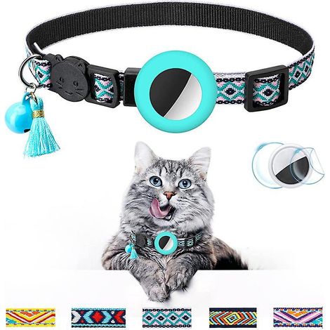 collier Chat (s, Vert),collier Pour Chat Avec Cloche Collier Chat Airtag Support Airtag Tanche Boucle De Scurit,collier Chat Anti Tranglement,coll (1/5)