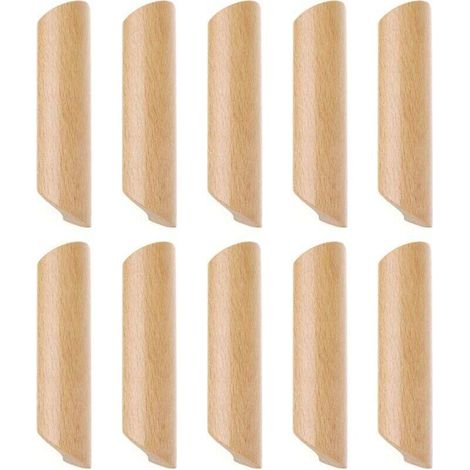 Lot de 10 Poignées de Placard en Bois Forme Éventail Poignée pour Meuble Tiroir avec Vis Entraxe 160mm (1/4)