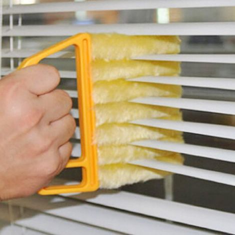 Brosse de nettoyage pour stores et climatiseur avec 7 lamelles lavables et amovibles (1/5)