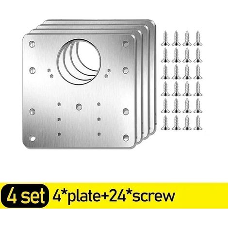 (A- 4 jeux) Kit de réparation de charnières de porte en acier inoxydable avec plaque de montage et trou pour meubles de cuisine. (1/5)