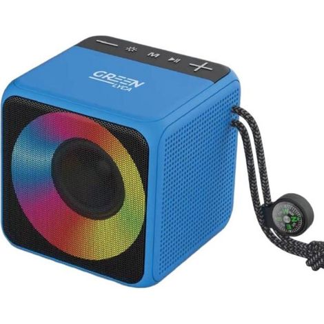 Enceinte Bluetooth Greenlyca GL69346 pour table/extérieur, mini lumière d'ambiance RGB, autonomie de 4 heures - Bleue