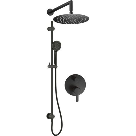 Set doccia con barra di scorrimento miscelatore doccetta e soffione finitura nero - Arvo