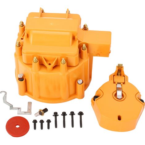 Ortviai Capteur d’allumage HEI pour V8 SBC/BBC – Lot complet avec rotor et capuchons rouges – Orange (1/5)