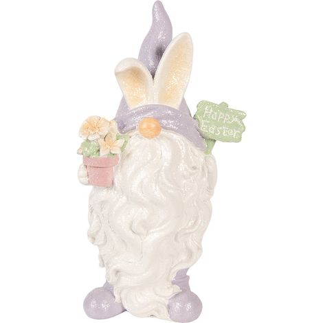 Statue de Nain de Jardin Décorative en Plastique Blanc, Déco Maison et Extérieur, 16 x 10 x 30 cm - PANGIVO (1/4)
