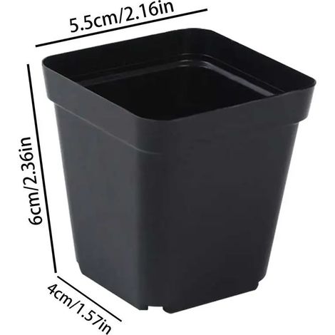 (5,5 cm) Pots de semis carrés noirs réutilisables (50 pièces) avec trous de drainage - Kit de jardinage (1/4)