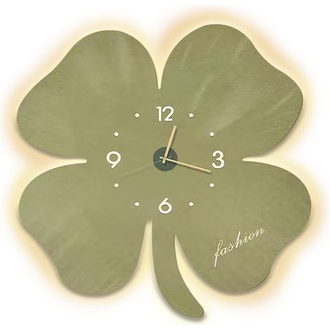 Kreative Wanduhr in Form eines vierblättrigen Kleeblatts, kunstvolle LED-Wanduhr, geeignet für Wohnzimmer, Schlafzimmer, Arbeitszimmer und Büro (1/5)