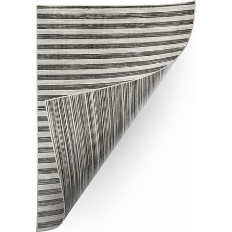 Teppich Doppelseitiges DOUBLE 29203/092 STREIFEN grau/schwarz grey 80x150 cm