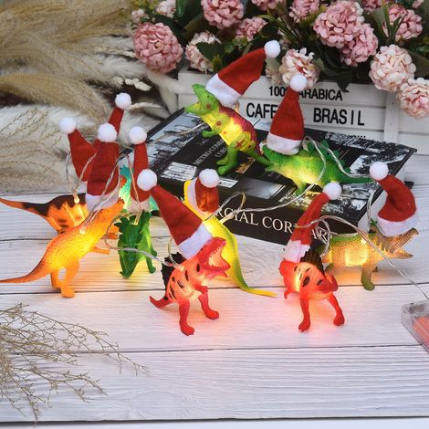 GARRYFIZH Guirlande lumineuse étanche à piles en forme de dinosaure, 10 LED, de 1,5 mètre de long, idéale pour les décorations de Noël.