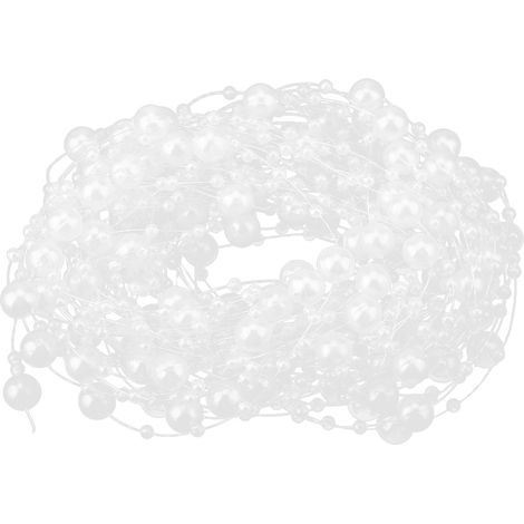 Fil de pêche 10m, chaîne de perles artificielles blanches pour décoration mariage et fête, bricolage DIY (1/5)