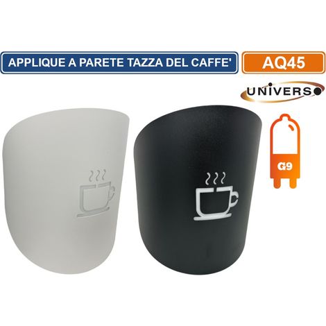 APPLIQUE PORTALAMPADA A PARETE ATTACCO G9 RAFFIGURAZIONE TAZZA DEL CAFFÈ ILLUMINAZIONE CASA CAFFETTERIA BAR - Colore: Bianco (1/5)