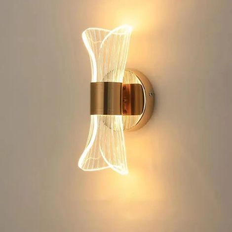 Applique Murale LED 12W, 3 Températures de Couleur 3000K/4500K/6500K, Design Moderne en Acrylique Doré, Éclairage Intérieur pour Chambre, Salon, Couloir, Escalier - Éclairage d'Ambiance (1/5)