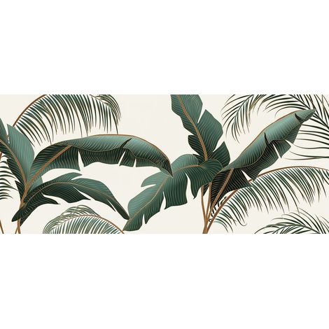 Papier peint panoramique - Feuilles Tropicales - 195 cm x 82 cm (1/2)