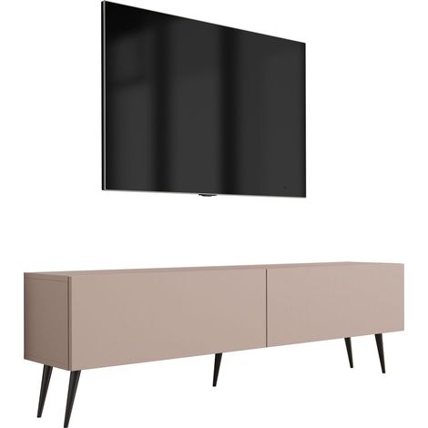 Mobile TV : Marrone Caramello, 140 x 52 x 32 cm, gambe nere (1/5)