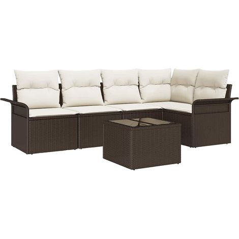 Garden Sofa Set with Cushion Manual 6 pcs Poly Rattan vidaXL